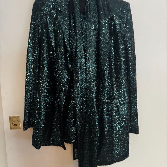 Badgley Mischka Collection Emerald Sequin Pantsuit - Picture 2 of 3